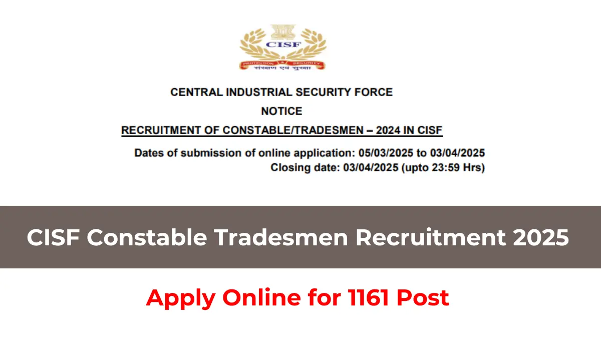 CISF Constable Tradesmen Recruitment 2025